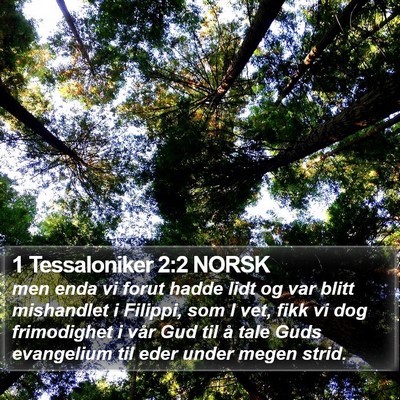 1 Tessaloniker 2:2 NORSK Bible Verse Image