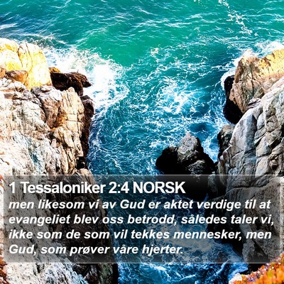 1 Tessaloniker 2:4 NORSK Bible Verse Image