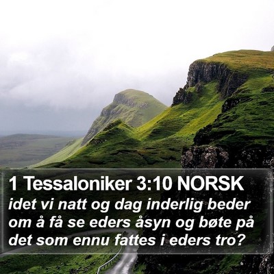 1 Tessaloniker 3:10 NORSK Bible Verse Image