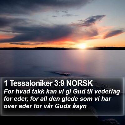 1 Tessaloniker 3:9 NORSK Bible Verse Image