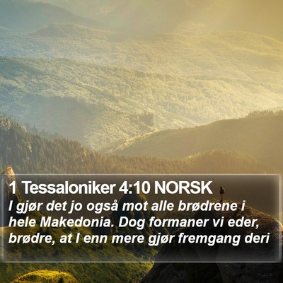 1 Tessaloniker 4:10 NORSK Bible Verse Image