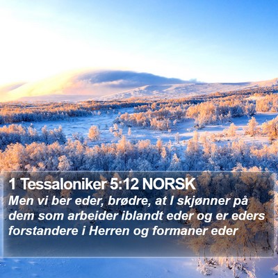 1 Tessaloniker 5:12 NORSK Bible Verse Image