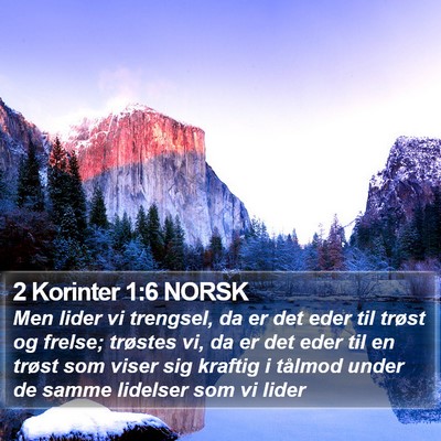 2 Korinter 1:6 NORSK Bible Verse Image