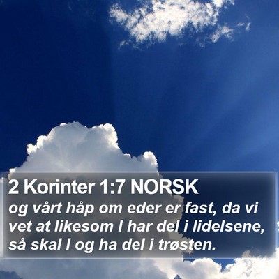 2 Korinter 1:7 NORSK Bible Verse Image