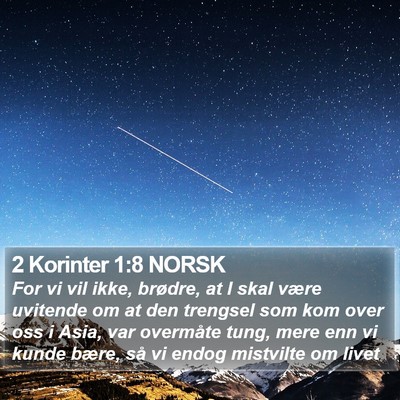 2 Korinter 1:8 NORSK Bible Verse Image