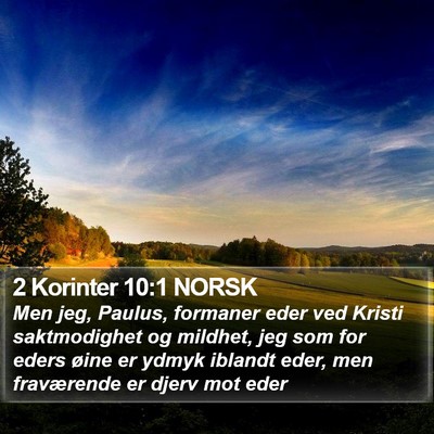 2 Korinter 10:1 NORSK Bible Verse Image