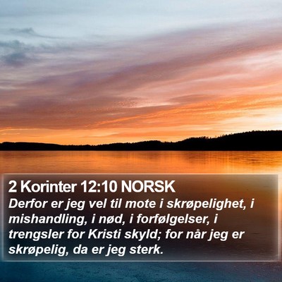 2 Korinter 12:10 NORSK Bible Verse Image