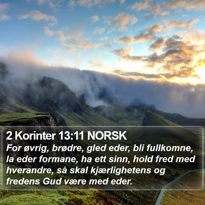 2 Korinter 13:11 NORSK Bible Verse Image