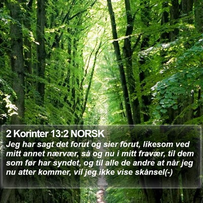 2 Korinter 13:2 NORSK Bible Verse Image