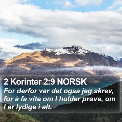 2 Korinter 2:9 NORSK Bible Verse Image