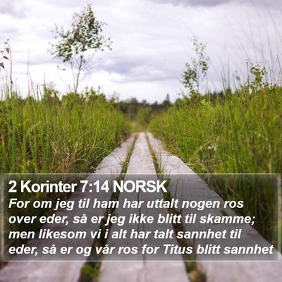 2 Korinter 7:14 NORSK Bible Verse Image