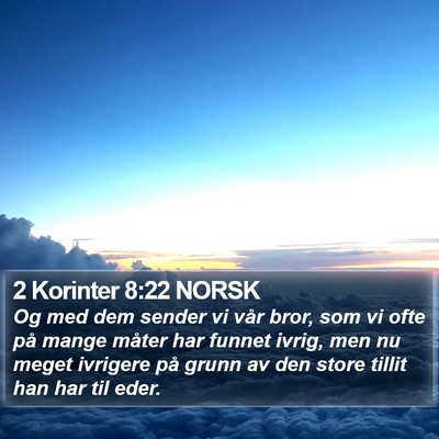 2 Korinter 8:22 NORSK Bible Verse Image