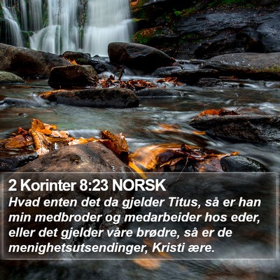 2 Korinter 8:23 NORSK Bible Verse Image