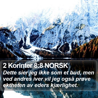 2 Korinter 8:8 NORSK Bible Verse Image