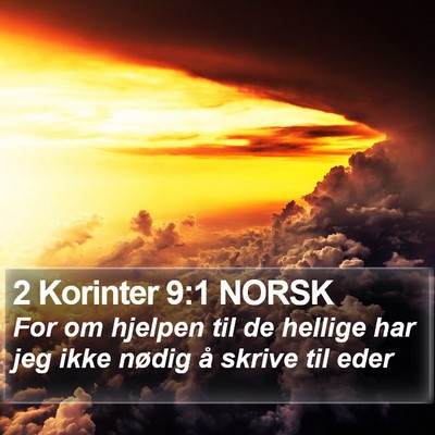 2 Korinter 9:1 NORSK Bible Verse Image
