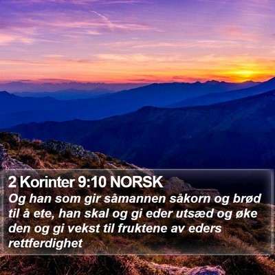 2 Korinter 9:10 NORSK Bible Verse Image