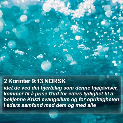 2 Korinter 9:13 NORSK Bible Verse Image
