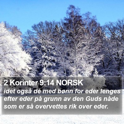 2 Korinter 9:14 NORSK Bible Verse Image