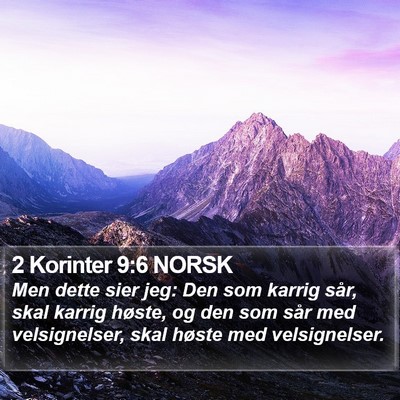 2 Korinter 9:6 NORSK Bible Verse Image