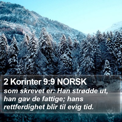 2 Korinter 9:9 NORSK Bible Verse Image