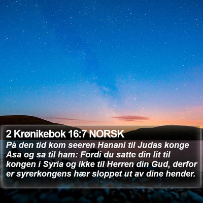 2 Krønikebok 16:7 NORSK Bible Verse Image