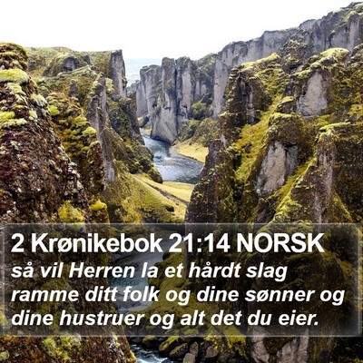 2 Krønikebok 21:14 NORSK Bible Verse Image