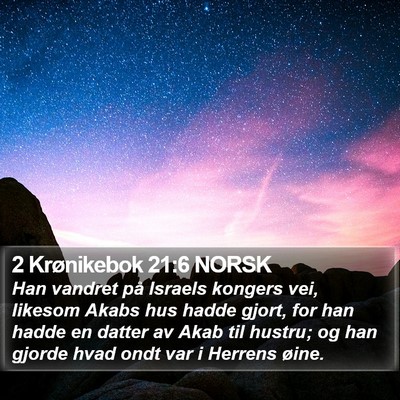 2 Krønikebok 21:6 NORSK Bible Verse Image