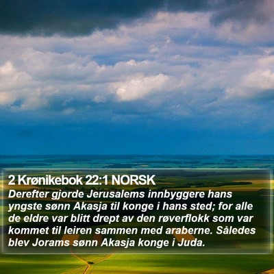 2 Krønikebok 22:1 NORSK Bible Verse Image