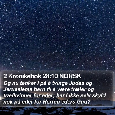 2 Krønikebok 28:10 NORSK Bible Verse Image