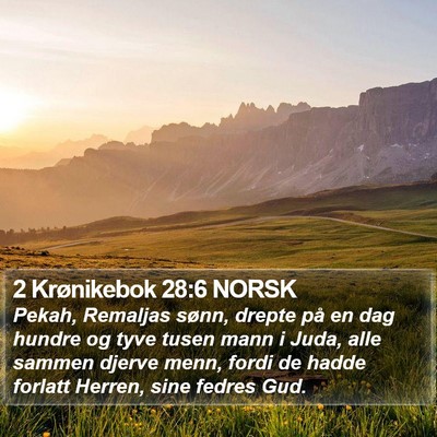 2 Krønikebok 28:6 NORSK Bible Verse Image