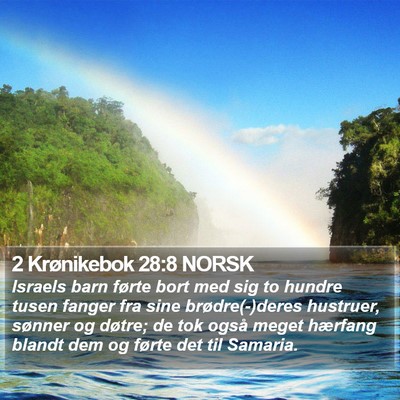 2 Krønikebok 28:8 NORSK Bible Verse Image