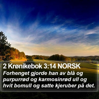 2 Krønikebok 3:14 NORSK Bible Verse Image
