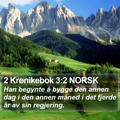 2 Krønikebok 3:2 NORSK Bible Verse Image