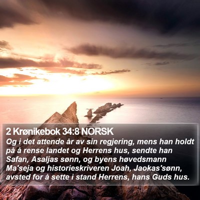 2 Krønikebok 34:8 NORSK Bible Verse Image