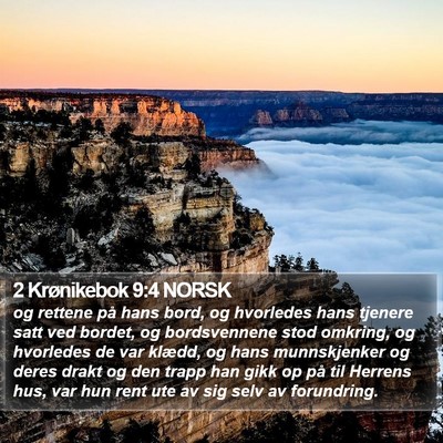 2 Krønikebok 9:4 NORSK Bible Verse Image