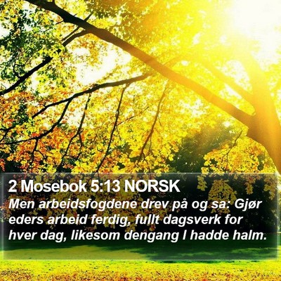 2 Mosebok 5:13 NORSK Bible Verse Image