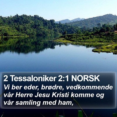 2 Tessaloniker 2:1 NORSK Bible Verse Image