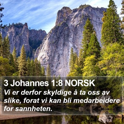 3 Johannes 1:8 NORSK Bible Verse Image