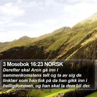 3 Mosebok 16:23 NORSK Bible Verse Image