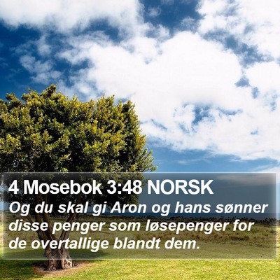 4 Mosebok 3:48 NORSK Bible Verse Image