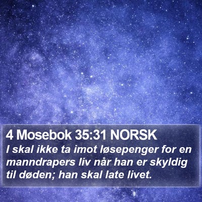 4 Mosebok 35:31 NORSK Bible Verse Image