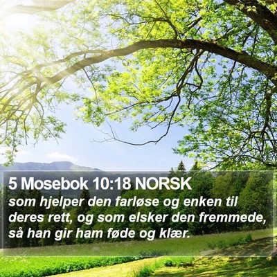 5 Mosebok 10:18 NORSK Bible Verse Image