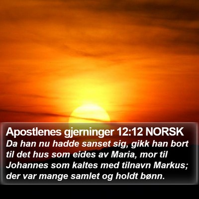 Apostlenes gjerninger 12:12 NORSK Bible Verse Image