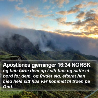 Apostlenes gjerninger 16:34 NORSK Bible Verse Image