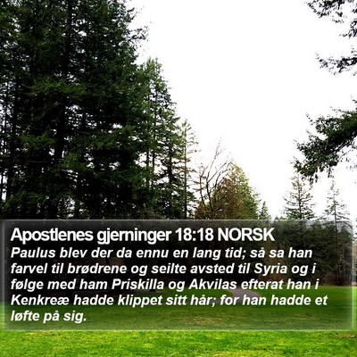 Apostlenes gjerninger 18:18 NORSK Bible Verse Image