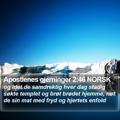 Apostlenes gjerninger 2:46 NORSK Bible Verse Image