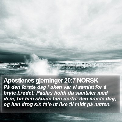 Apostlenes gjerninger 20:7 NORSK Bible Verse Image