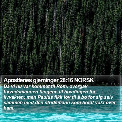 Apostlenes gjerninger 28:16 NORSK Bible Verse Image