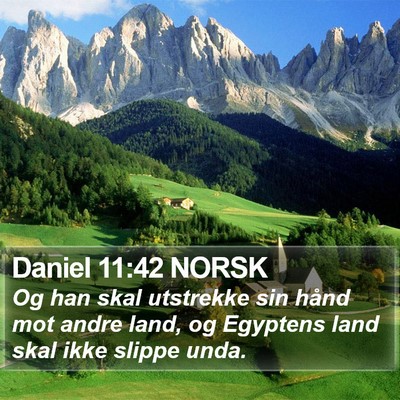 Daniel 11:42 NORSK Bible Verse Image