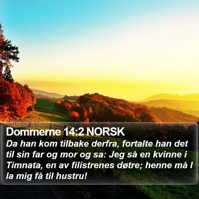 Dommerne 14:2 NORSK Bible Verse Image